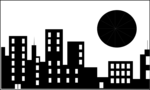 Free Stock Photo: Illustration of a city skyline with a shining sun