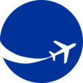 Free Stock Photo: Illustration of an airplane silhouette on a blue circle