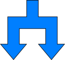 Free Stock Photo: Illustration of a split blue down arrow