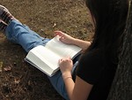 Free Stock Photo: Teenage girl reading a book