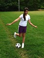 Free Stock Photo: A beautiful teen latina girl posing with a soccer ball