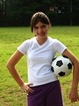 Free Stock Photo: A beautiful teen latina girl posing with a soccer ball