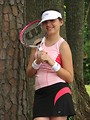 Free Stock Photo: A beautiful teen latina girl posing with tennis gear