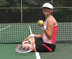 Free Stock Photo: A beautiful teen latina girl posing with tennis gear