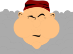 Free Stock Photo: Illustration of a cartoon man holding his breath around smoke