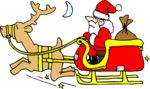 Free Stock Photo: Illustration of Santa on a sled with a reindeer