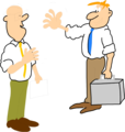 Free Stock Photo: Illustration of two cartoon business men greeting each other