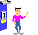 Free Stock Photo: Illustration of a sad cartoon man at a pay phone