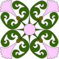 Free Stock Photo: Illustration of purple flowers and green leaves in an abstract design