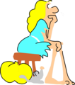 Free Stock Photo: Illustration of a nervous cartoon woman and a mouse