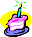 Free Stock Photo: Illustration of a slice of birthday cake with a candle