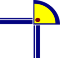 Free Stock Photo: Illustration of a yellow and blue upper right frame corner