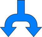 Free Stock Photo: Illustration of a split blue down arrow