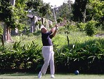 Free Stock Photo: A man swinging a golf club
