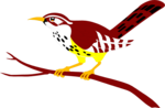 Free Stock Photo: Illustration of a red bird perched on a branch