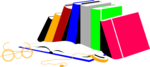 Free Stock Photo: Illustration of a stack of books and reading glasses