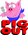 Free Stock Photo: Illustration of a pig and pig out text.