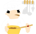Free Stock Photo: Illustration of a chef stirring a bowl smoking a cigar