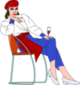 Free Stock Photo: Illustration of a beautiful woman sitting in a chair drinking wine