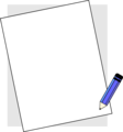 Free Stock Photo: Illustration of a balnk paper with a blue pencil
