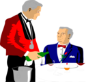 Free Stock Photo: Illustration of a waiter pouring a drink for a customer