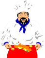 Free Stock Photo: Illustration of a chef with food on a tray
