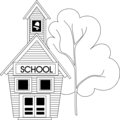 Free Stock Photo: Illustration of a small school house by a tree