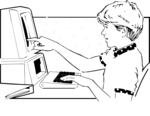Free Stock Photo: Illustration of a young boy at a computer