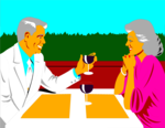 Free Stock Photo: Illustration of an older couple having a romantic dinner