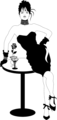 Free Stock Photo: Illustration of a woman in a formal party dress sitting on a table