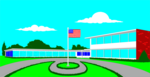 Free Stock Photo: Illustration of a school with a flag outside