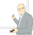 Free Stock Photo: Illustration of a school teacher at a black board