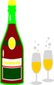 Free Stock Photo: Illustration of a bottle of champagne and two glasses