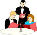 Free Stock Photo: Illustration of a waiter serving a couple at a fancy dinner