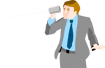 Free Stock Photo: Illustration of a business man with a tin can phone