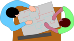 Free Stock Photo: Illustration of businessmen looking at plans on a desk