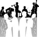 Free Stock Photo: Illustration of people dancing with a band playing music