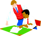 Free Stock Photo: Illustration of two men looking at papers on a desk