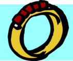 Free Stock Photo: Illustration of a gold ring with red stones