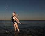 Free Stock Photo: A sexy blonde playing in the ocean