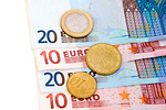 Free Stock Photo: Euro bills and coins