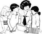 Free Stock Photo: Illustration of a teacher with students