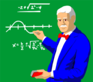 Free Stock Photo: Illustration of a professor doing math on a chalk board