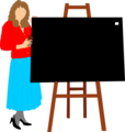 Free Stock Photo: Illustration of a teacher with a blank black chart