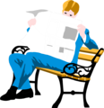 Free Stock Photo: Illustration of a man reading a newspaper on a bench