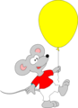 Free Stock Photo: Illustration of a mouse with a yellow balloon