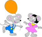 Free Stock Photo: Illustration of dancing mice with an orange balloon