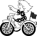 Free Stock Photo: Illustration of a girl on a bike with an American flag