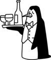 Free Stock Photo: Illustration of a penguin waiter serving drinks on a tray