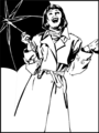 Free Stock Photo: Illustration of a woman with a black umbrella